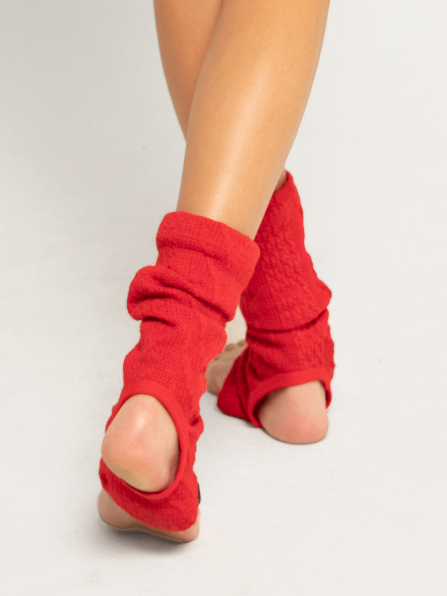Stirrup Leg Warmers Ankle Knit Red Kids RTW